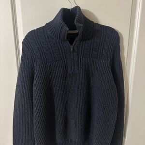Banana Republic Men's Dark Blue Quarter Zip-Up Sweater